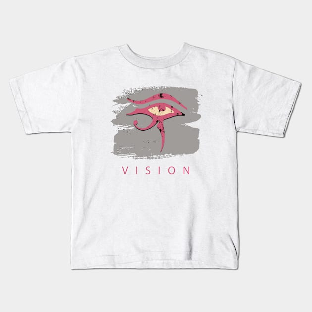 The Eye of Horus Vision in Grey & Pink Kids T-Shirt by Whites Designs